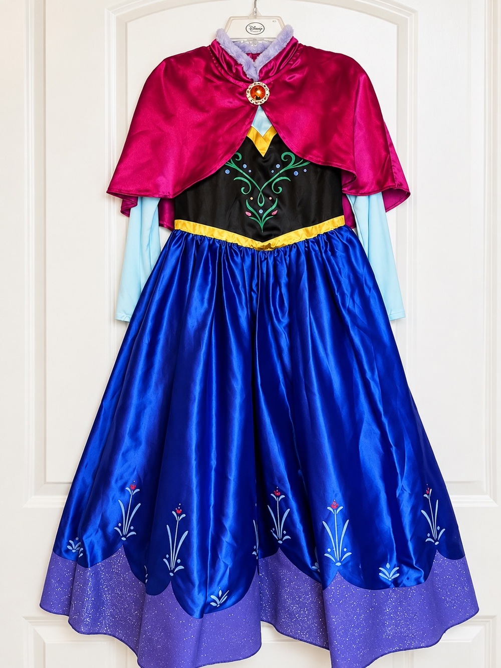 Disney Frozen Anna Costume Dress w/ Cape – Girls Size 9/10 – Like New